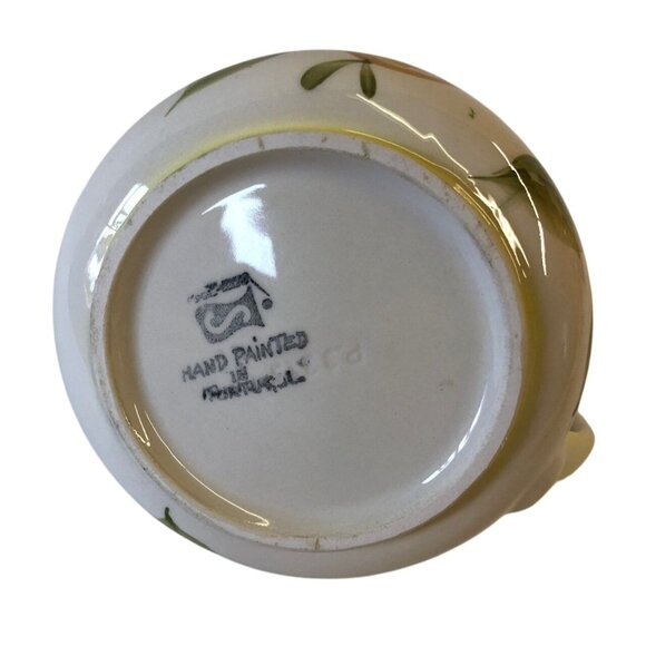 Secla Pottery Pitcher Hand Painted Portugal Ceramic Flowers Squat Wide Mouth - Picture 10 of 10